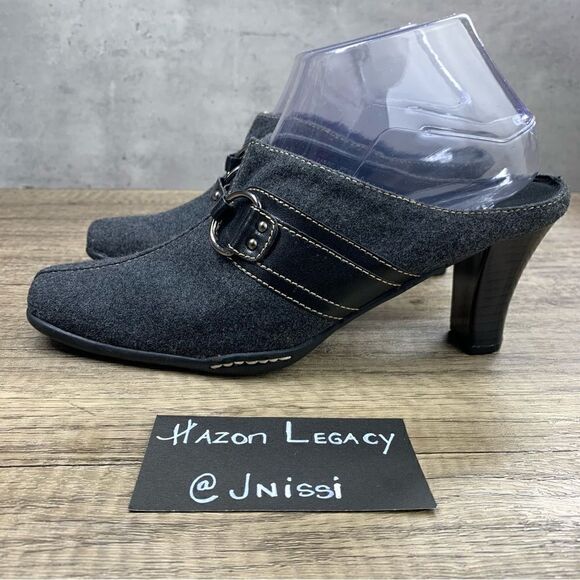 Aerosoles~Women’s~”In A Cinch”~Gray Fabric Upper Mules with Heels Slip On~Size 8 - Picture 1 of 10